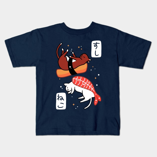 Neko sushi Kids T-Shirt by Pescapin